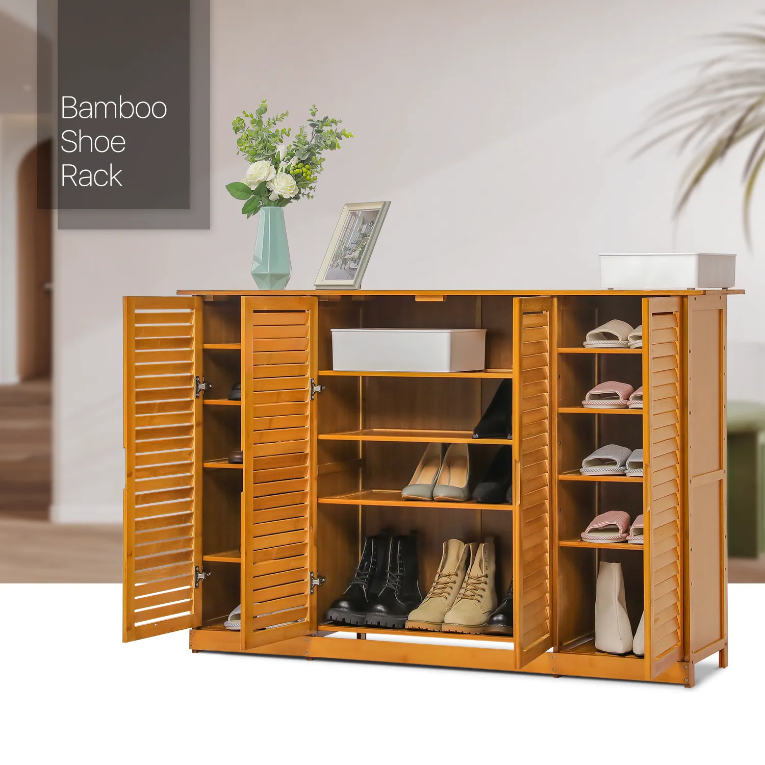 Louver Panel 4 Door Cabinet - Center Door