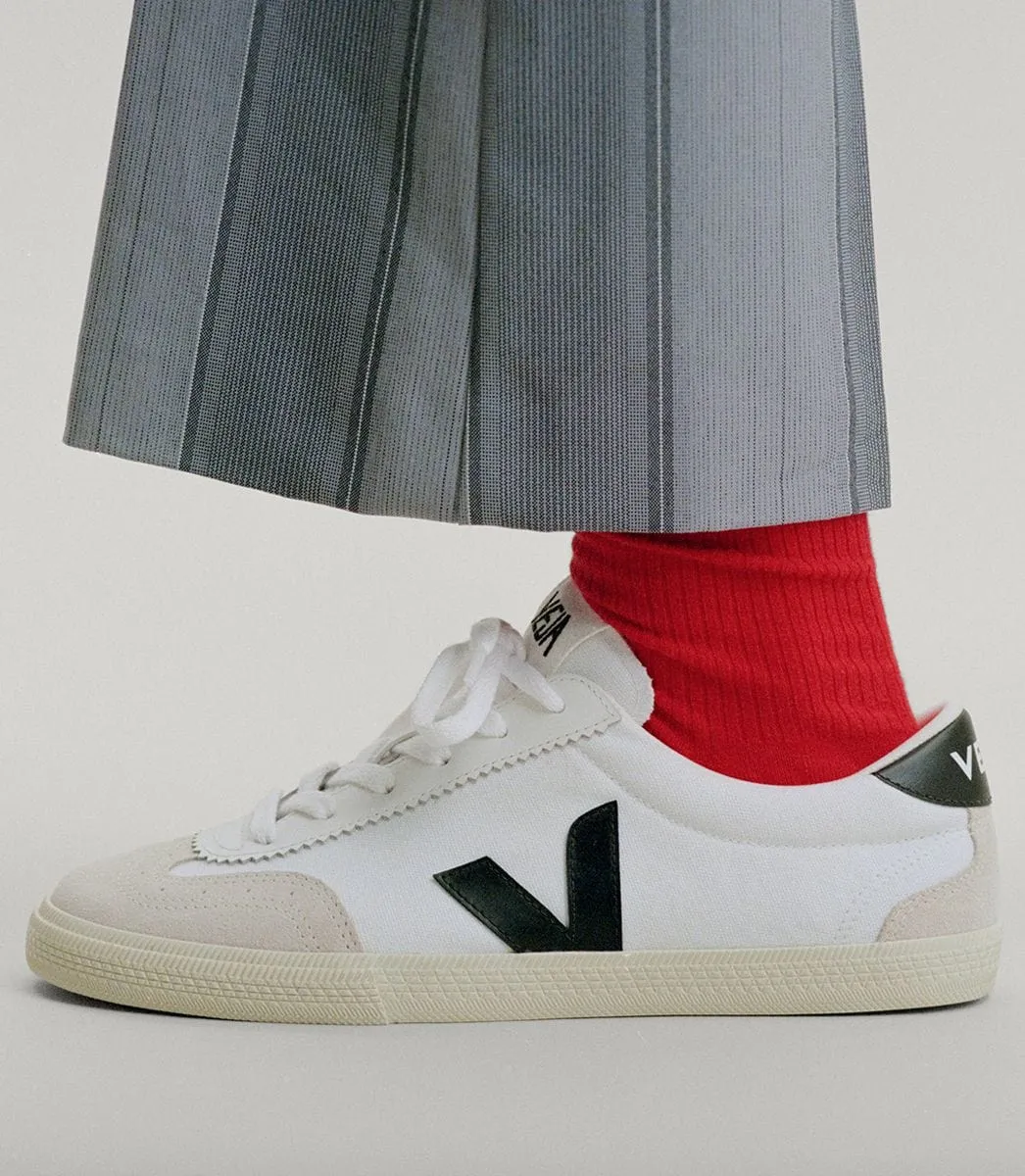 Veja | Volley Canvas - White w/ Black